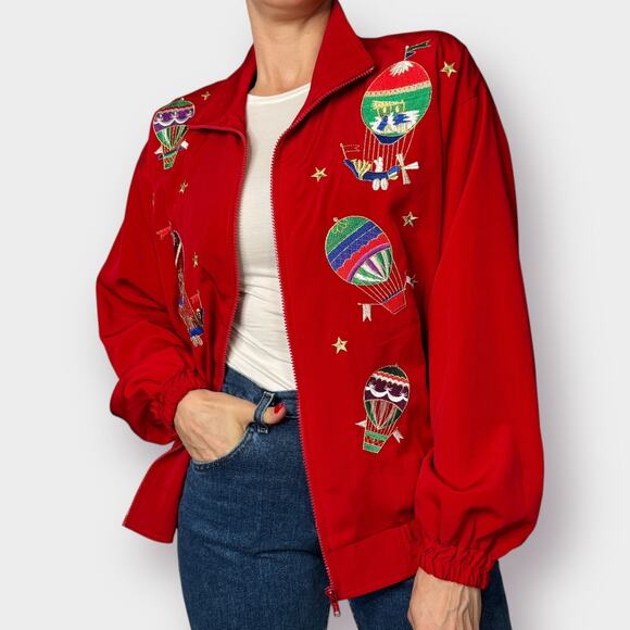 90s Ocean Accents Hot Air Balloon Jacket Size L - Picture 2 of 8